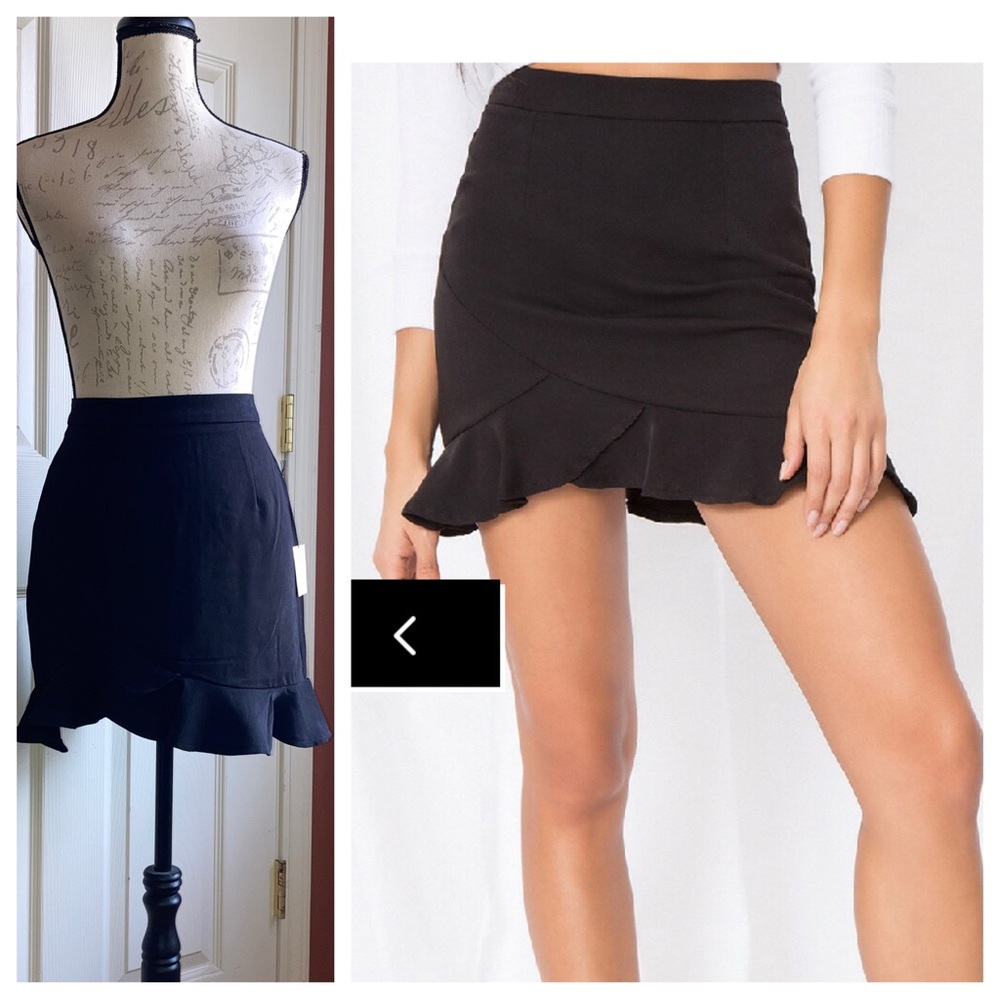 NWT Superdown Milan Ruffle Miniskirt Black sz XSmall